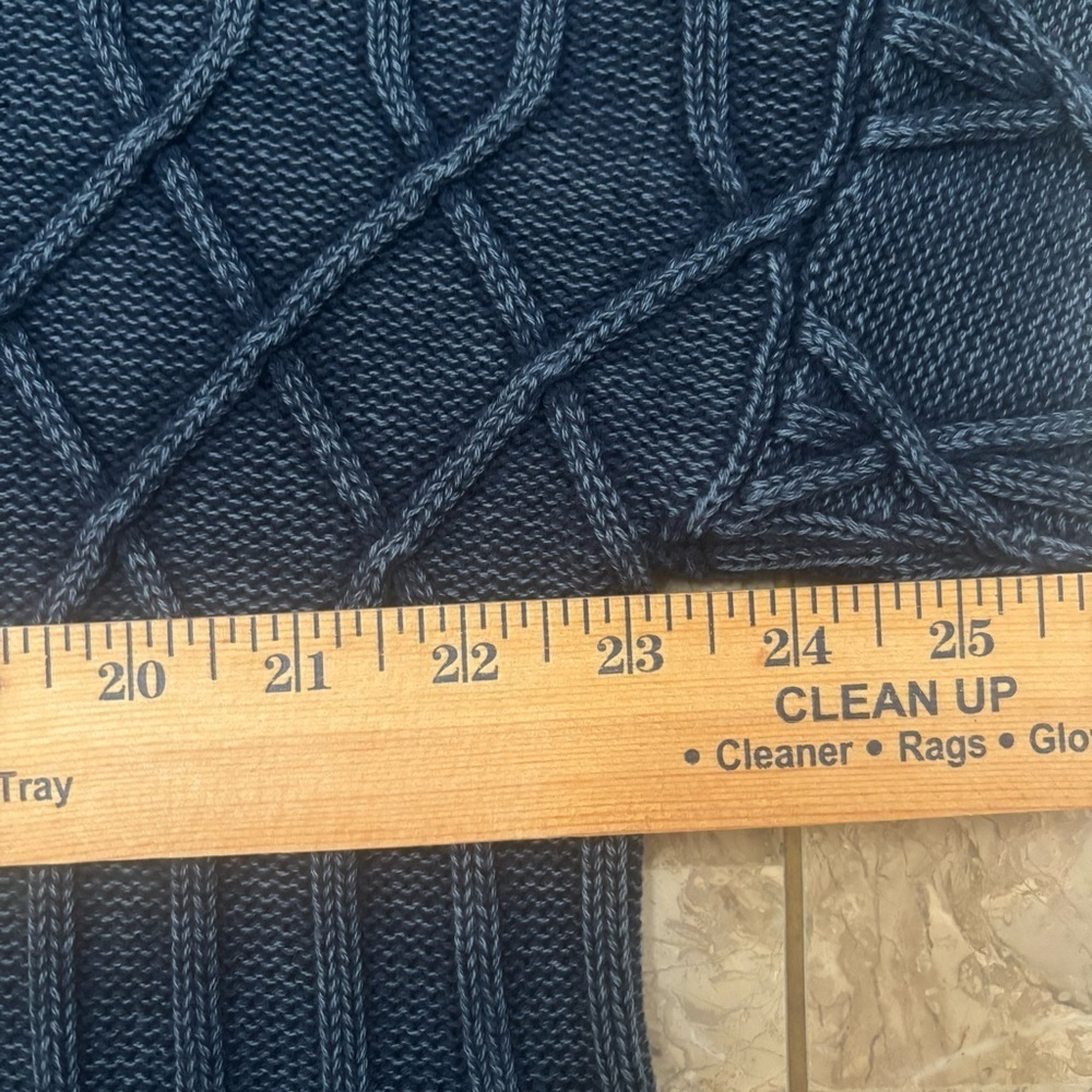 Natural Reflections Navy Blue 100% Cotton Textured Cable Knit V-Neck Sweater XL - Picture 7 of 8